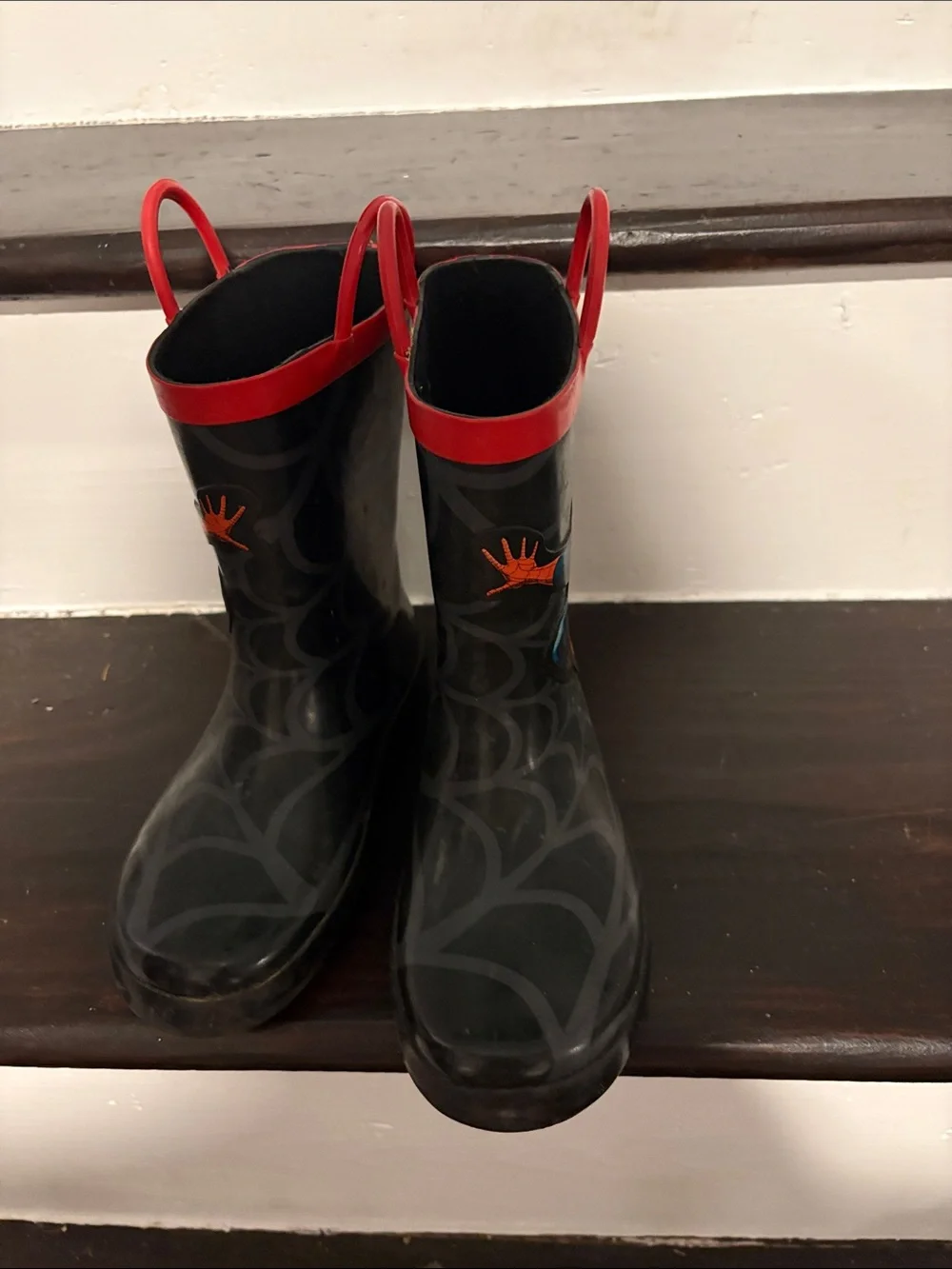 Spiderman Black and Red Kids Rain Boots